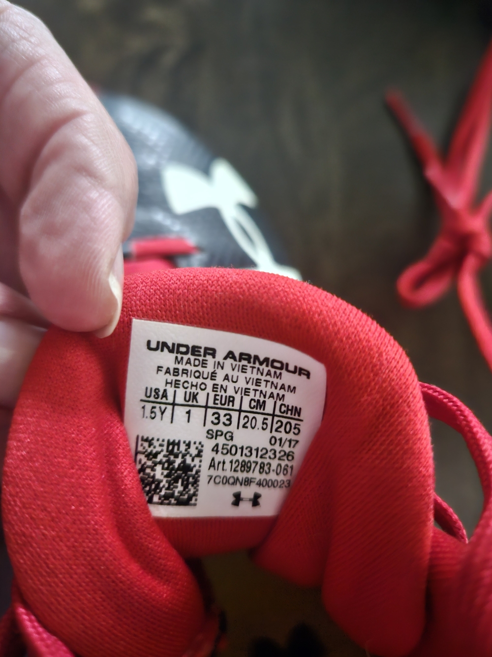 Under Armour Kids Red and Black Sport Sneakers
